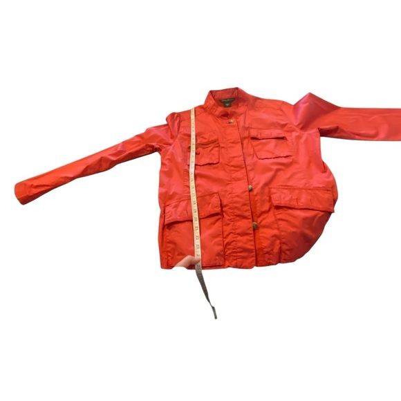 Eddie Bauer 100% Cotton persimmon orange  Lightweight Button Fall Utility Jacket - Picture 10 of 11